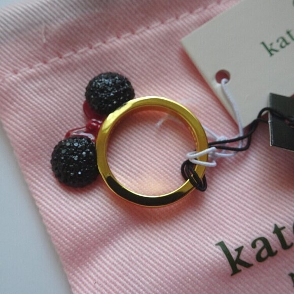 New Disney x Kate Spade Minnie Mouse Ring Goldtone With Dust Bag Novelty 7 - Picture 6 of 8
